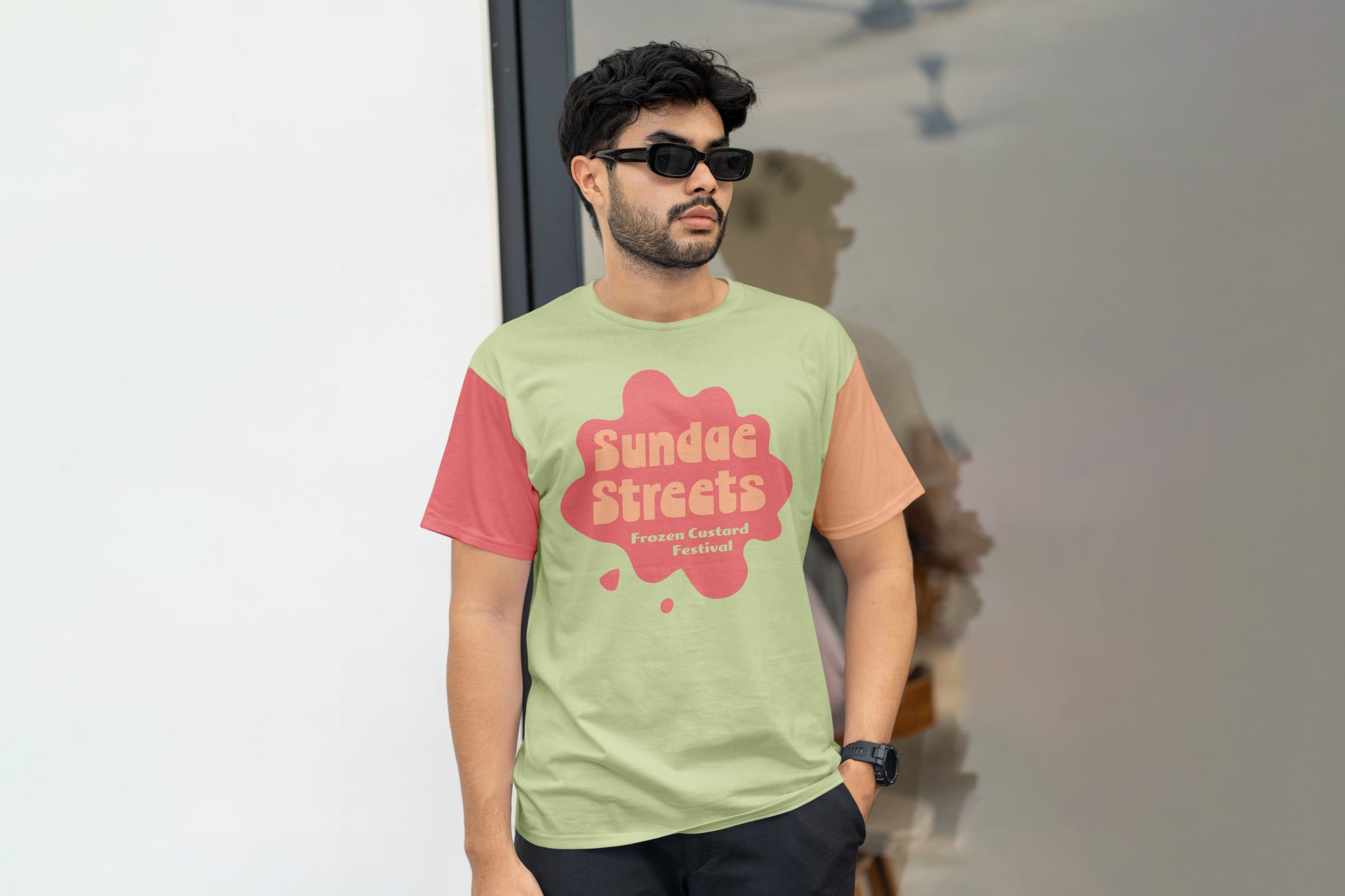 person wearing a colorful shirt