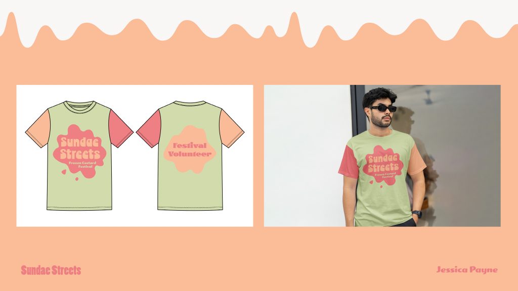 An image of a t shirt illustration and an image with a person wearing a t shirt