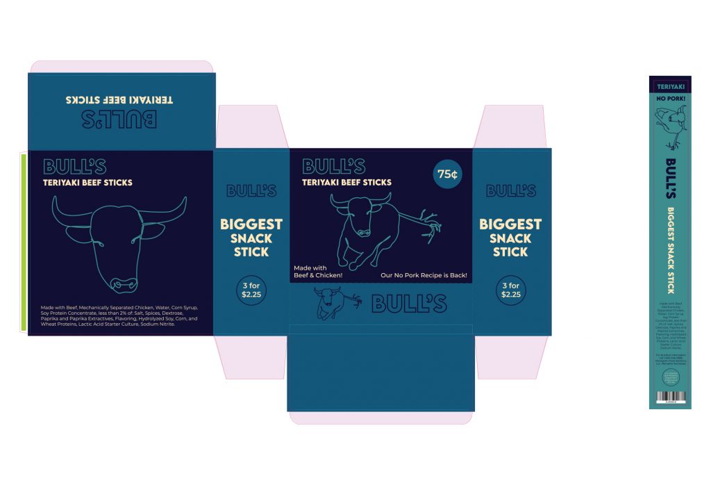 a dieline of meat stick packaging