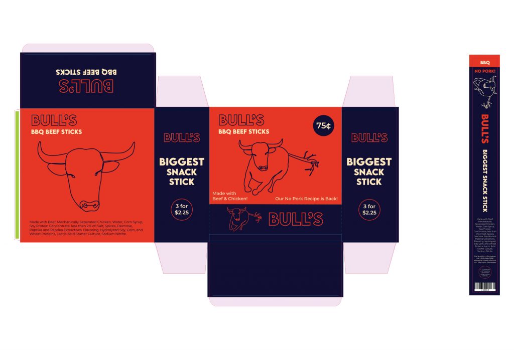 a dieline of beef stick packaging