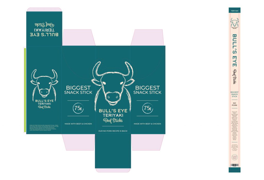 a dieline of beef stick packaging