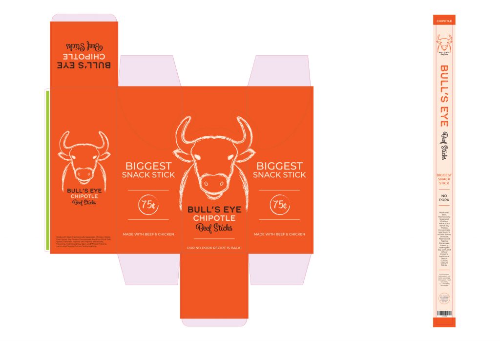 a dieline of beef stick packaging