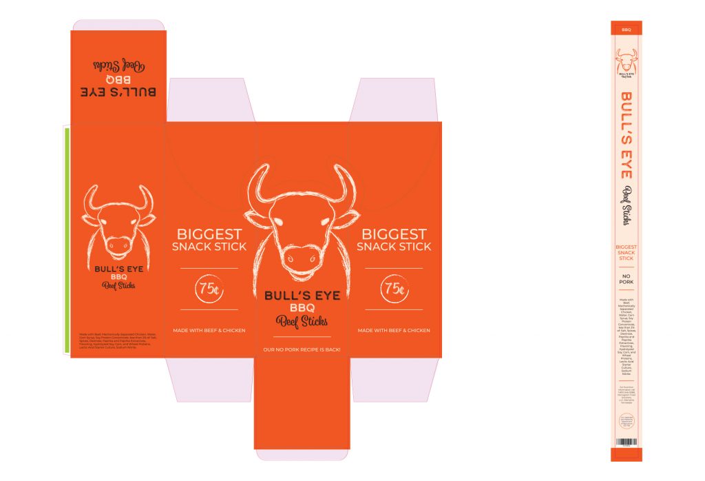 a dieline of beef stick packaging