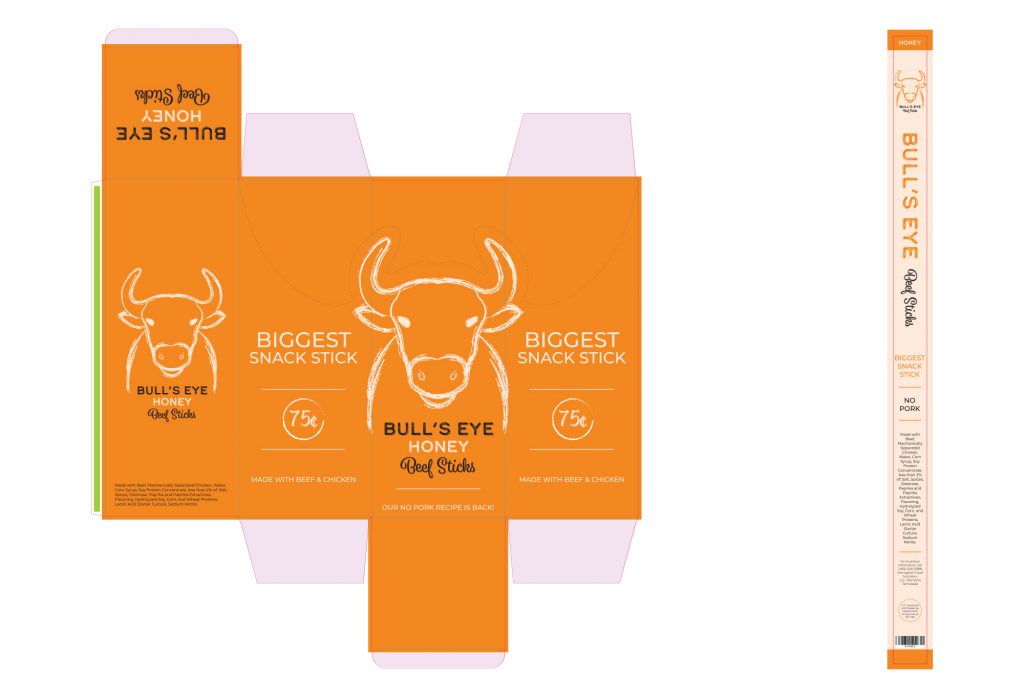 a dieline of beef stick packaging