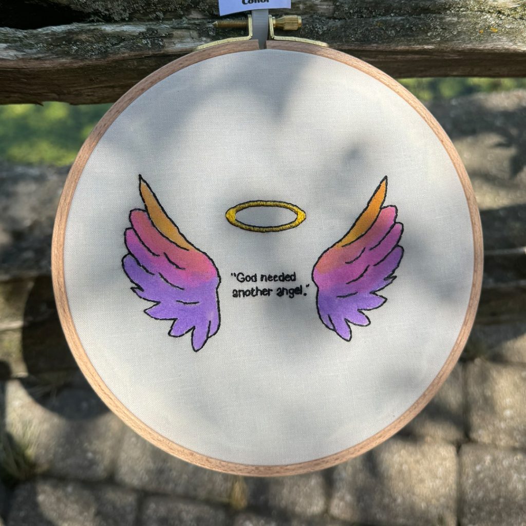 embroidery with angel wings